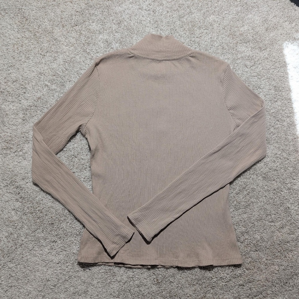ANTHROPOLOGIE MAEVE Mock Neck Ribbed Knit Long Sleeve Top - Picture 5 of 6